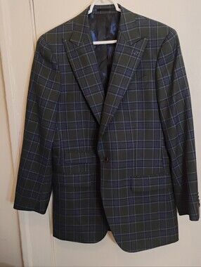 Recent Holland & Sherry Check  Custom Luxury Wool‎ Blazer Jacket 40R  One Btn